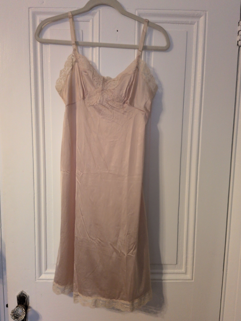 Vassarette Nude Lace-Trim Nylon Slip